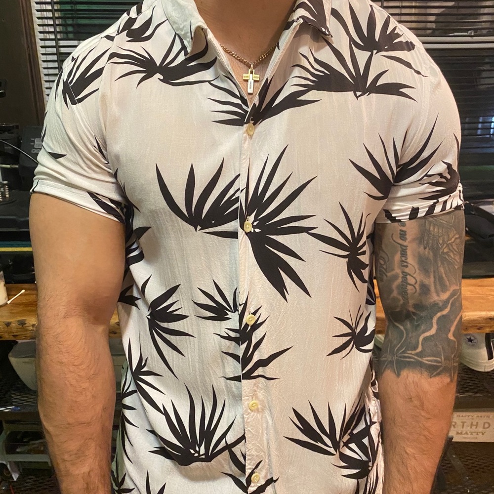 ALLSAINTS MENS PRINTED BUTTON UP